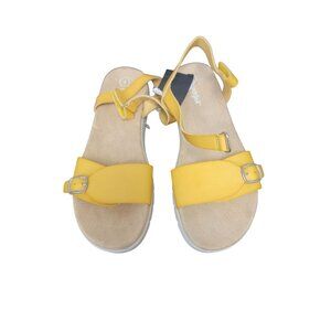 Cat & Jack Yellow Armine Footbed Sandals Size 4 With Adjustable Strap & Buckle